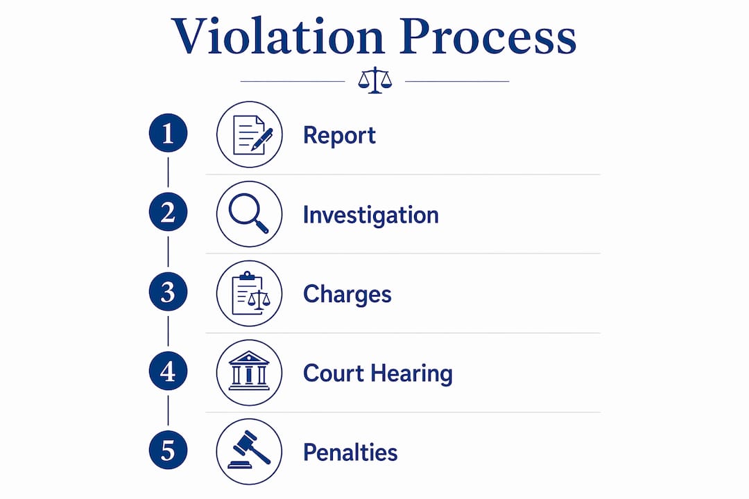 Infographic showing steps of protective order violation process