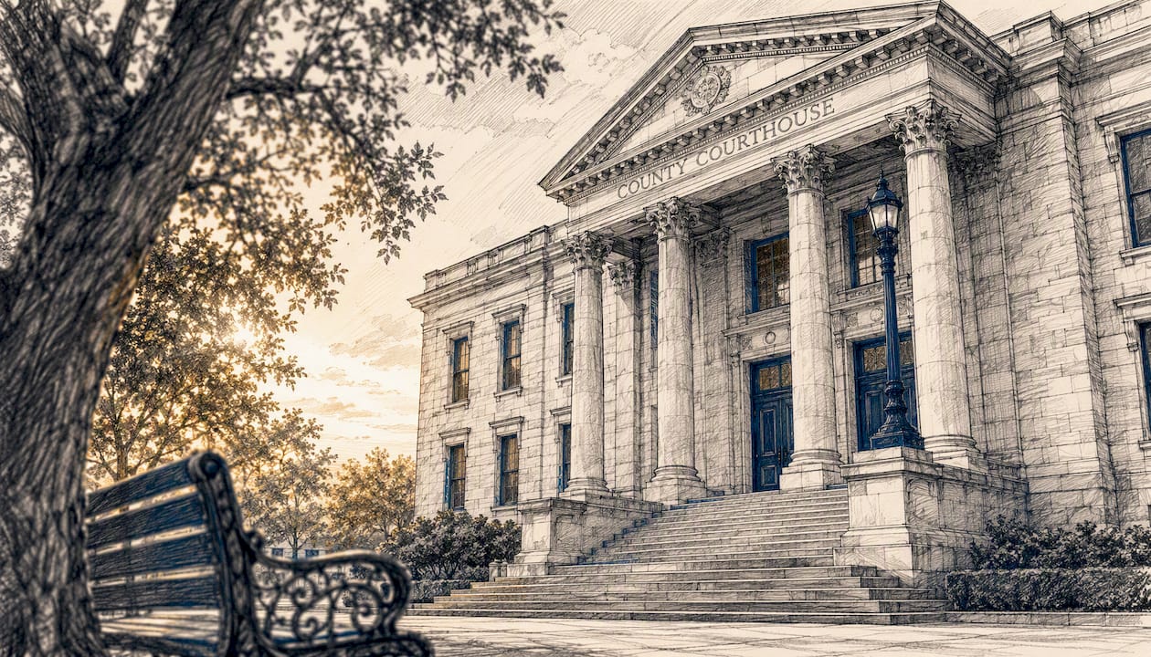 Texas courthouse entrance details