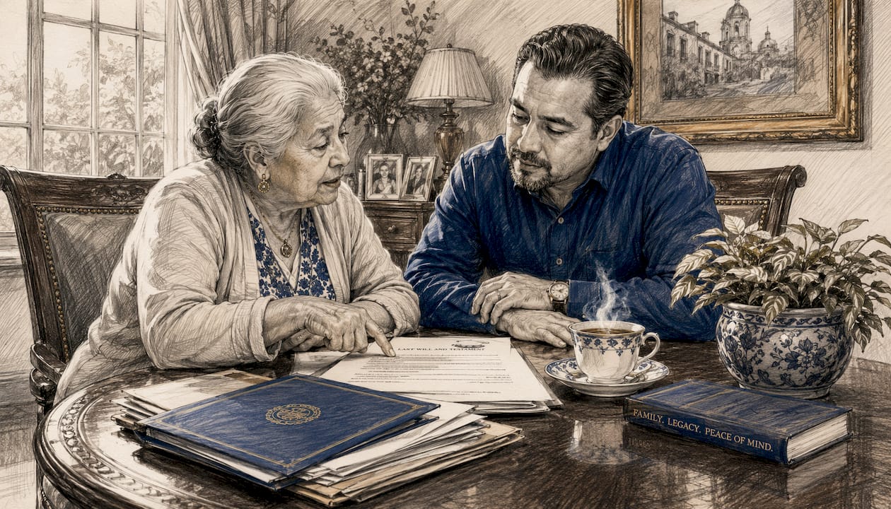 Family discussing legal estate documents