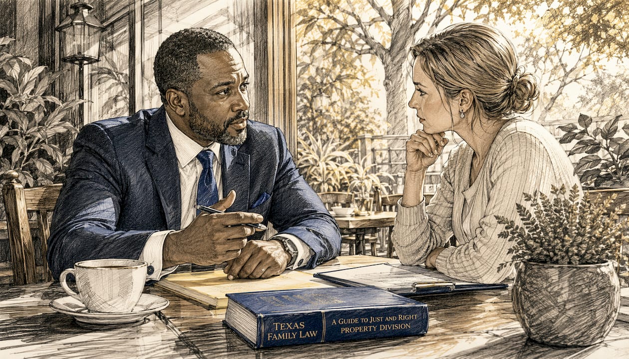 Attorney consulting client on property division