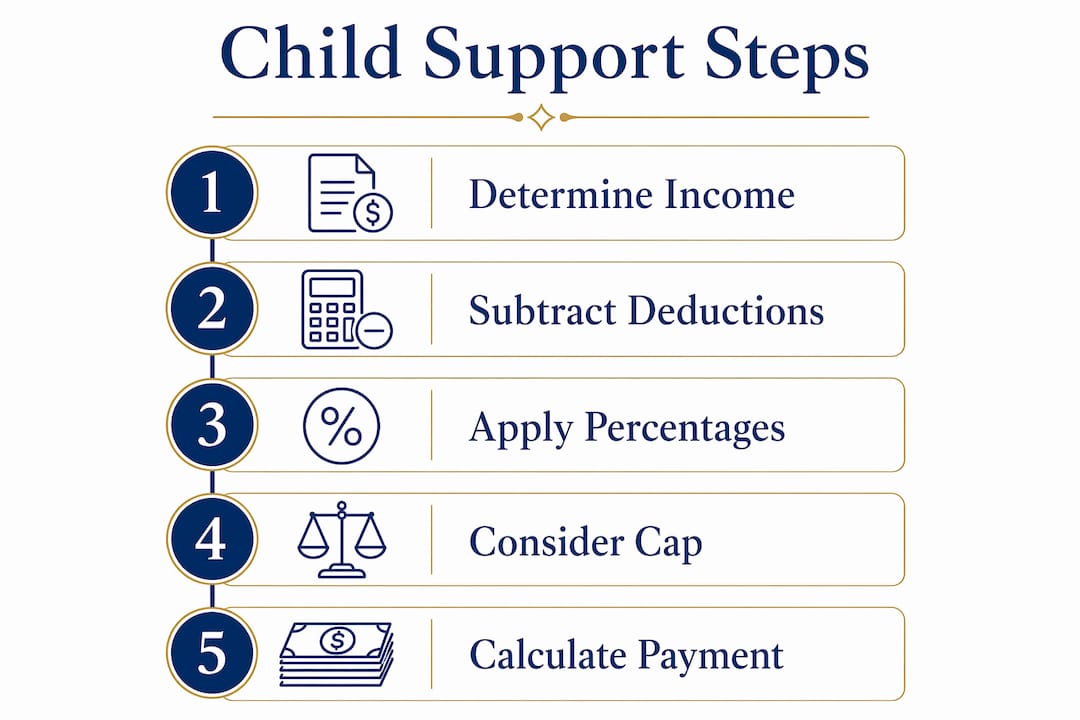 Infographic showing child support calculation steps