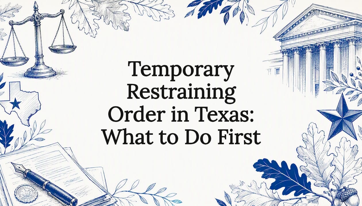 Decorative legal title card illustration