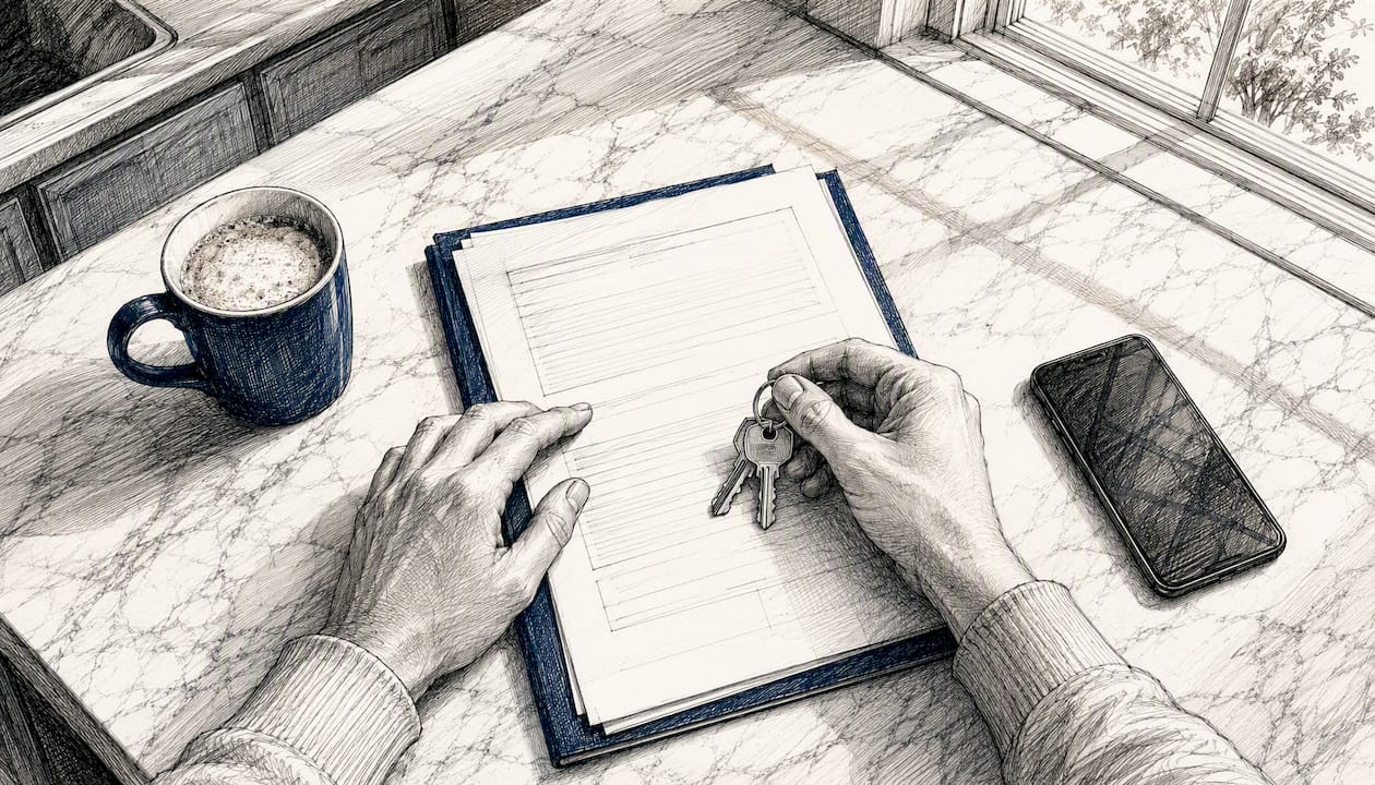 Hands calculating home refinance costs