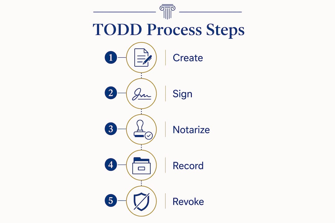 Infographic showing Transfer on Death Deed process steps