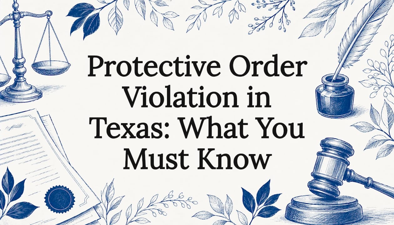 Decorative title card illustration for protective order article