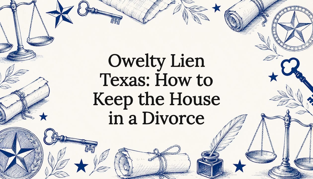 Decorative legal-themed title card illustration