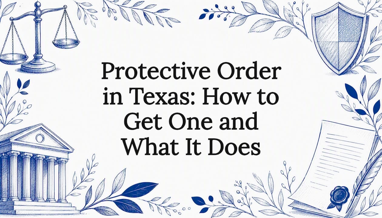 Decorative legal protection illustration for title card