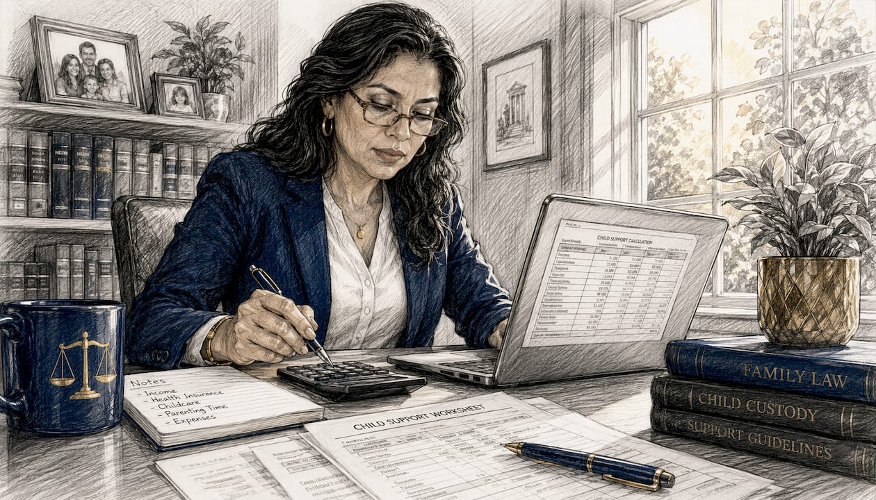Parent calculating child support paperwork
