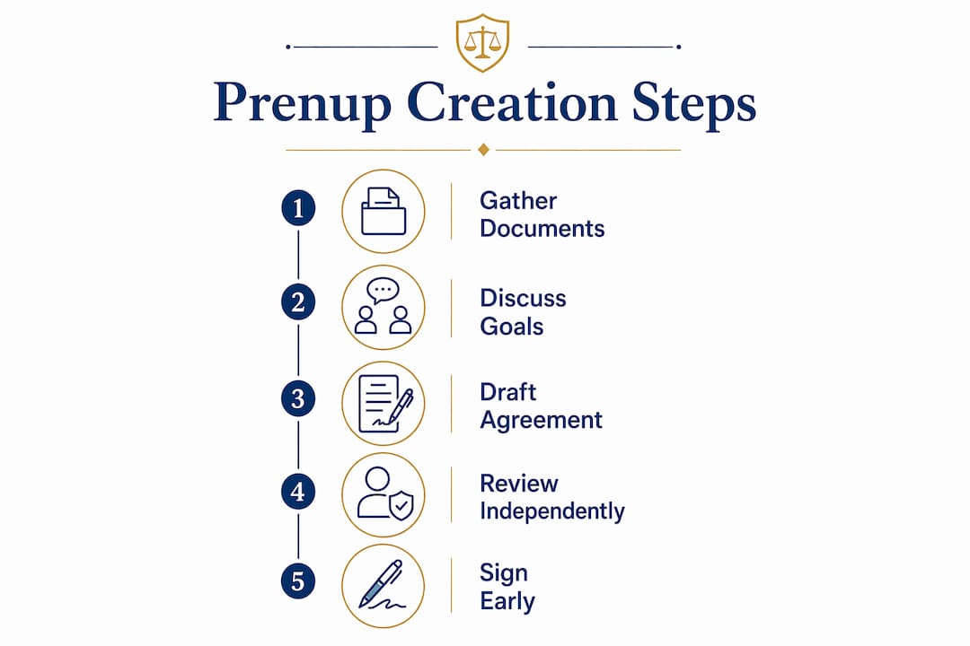 Infographic showing prenup creation steps