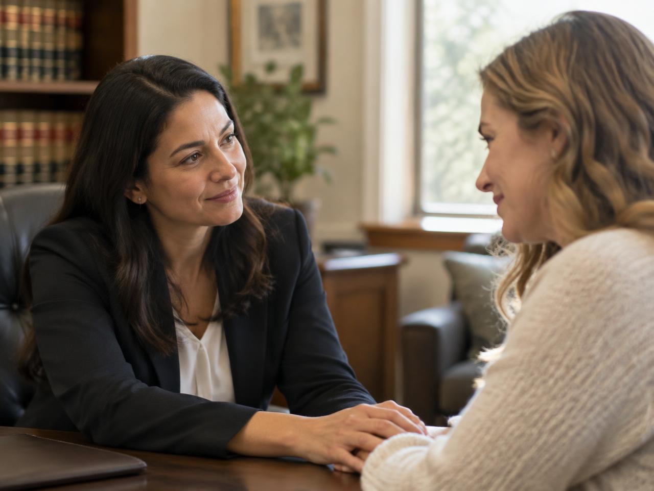 Anna listening warmly to a mother during a consultation