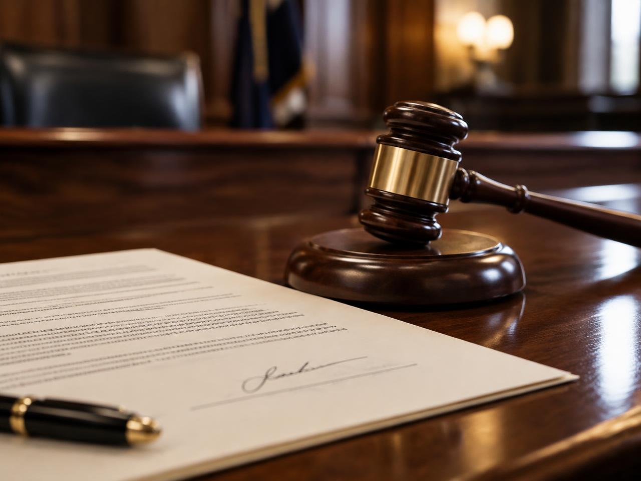 A judge’s gavel resting beside a signed court order