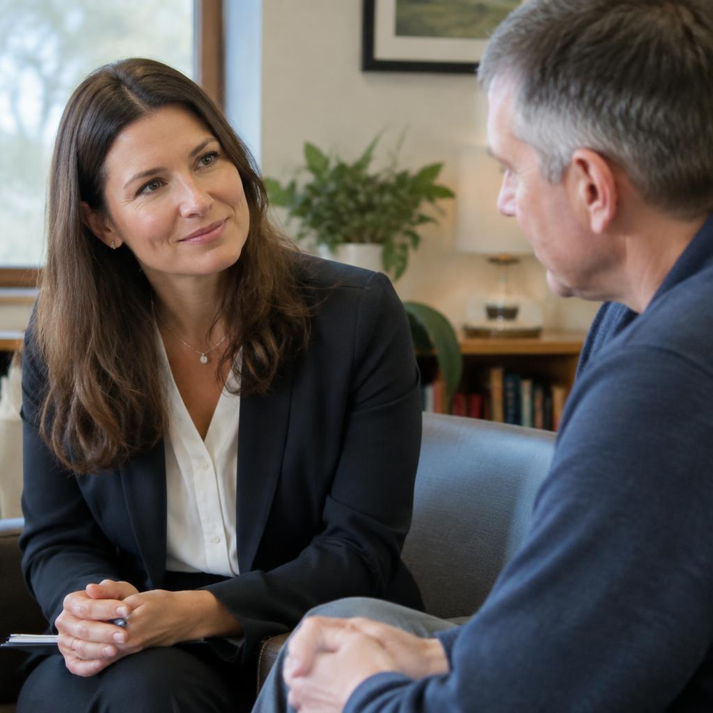 Attorney listening warmly to a client during a consultation