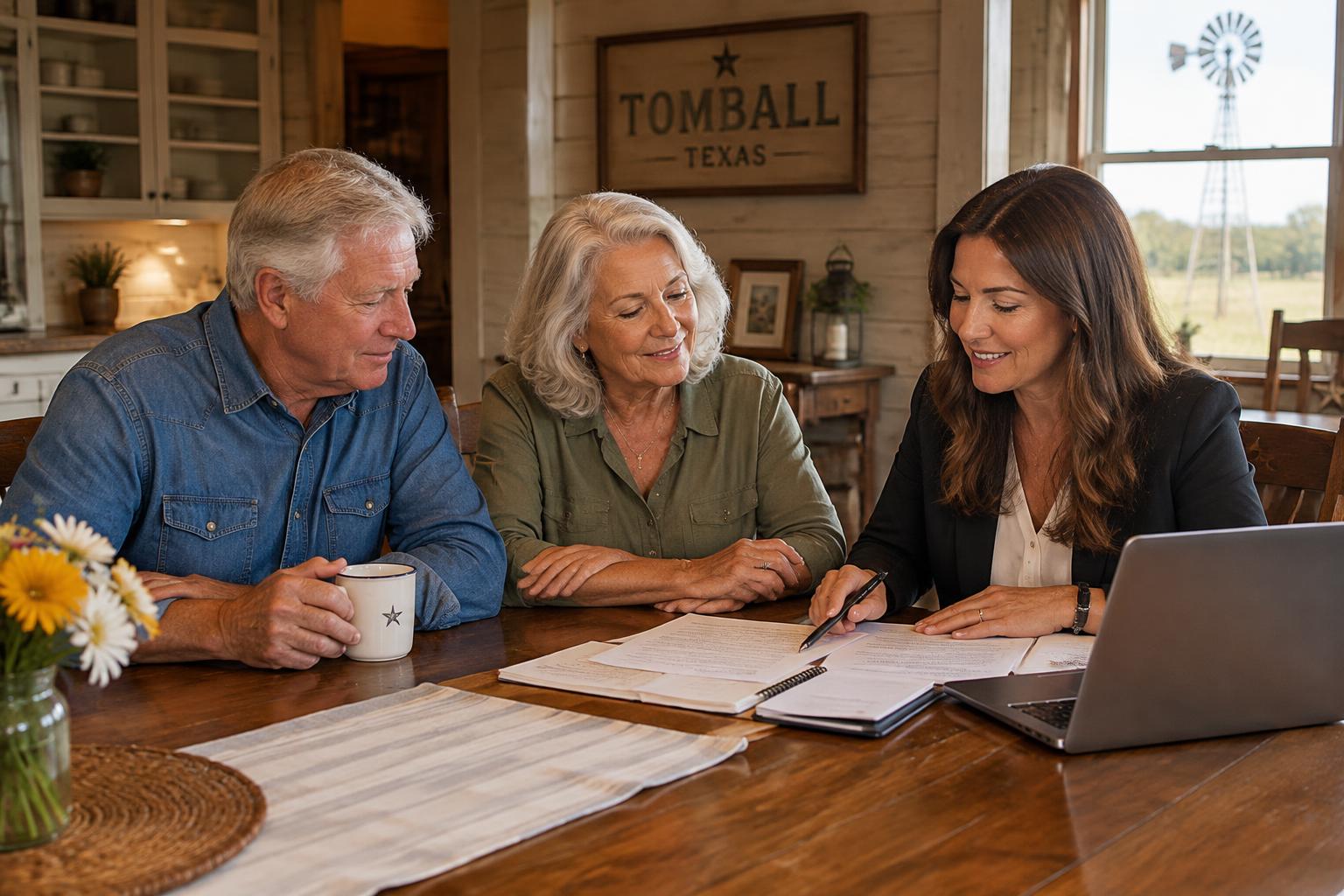 An attorney talking with a couple at a consultation table